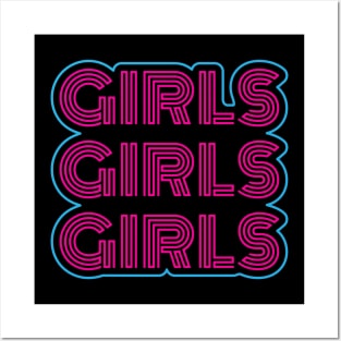 Girls Girls Girls (Hot Pink and Blue) Posters and Art